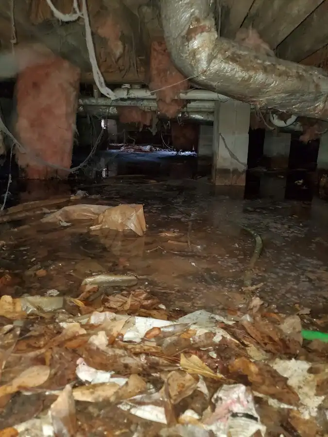 Crawl space flood assessment for Commercial Water Damage Restoration in Peabody